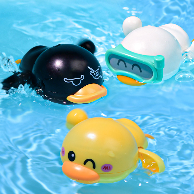 Baby bath toy children play water little yellow duck swimming little turtle kids bathroom baby play water boy girl