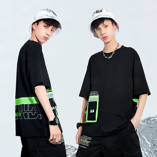 石头剪子布 Хлопковая летняя одежда для мальчиков, летняя футболка, подходит для подростков