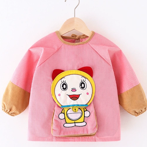 Детский демисезонный фартук, термобелье, водонепроницаемый лонгслив для еды, нагрудник для мальчиков, анти-грязь, сзади на завязках