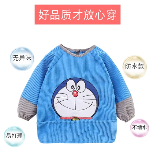 Детский демисезонный фартук, термобелье, водонепроницаемый лонгслив для еды, нагрудник для мальчиков, анти-грязь, сзади на завязках