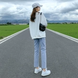 Светлые весенние прямые свободные джинсы, летние эластичные штаны, высокая талия, 2025 года, оверсайз, по фигуре