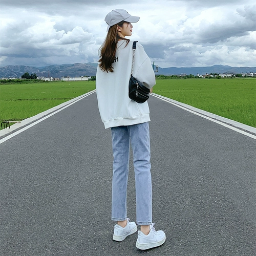 Светлые весенние прямые свободные джинсы, летние эластичные штаны, высокая талия, 2025 года, оверсайз, по фигуре