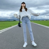 Светлые весенние прямые свободные джинсы, летние эластичные штаны, высокая талия, 2025 года, оверсайз, по фигуре