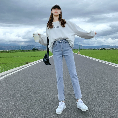 Светлые весенние прямые свободные джинсы, летние эластичные штаны, высокая талия, 2025 года, оверсайз, по фигуре