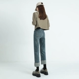 Ретро прямые свободные джинсы, летние штаны, высокая талия