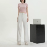 Тонкие джинсы, белые штаны, высокая талия, свободный прямой крой