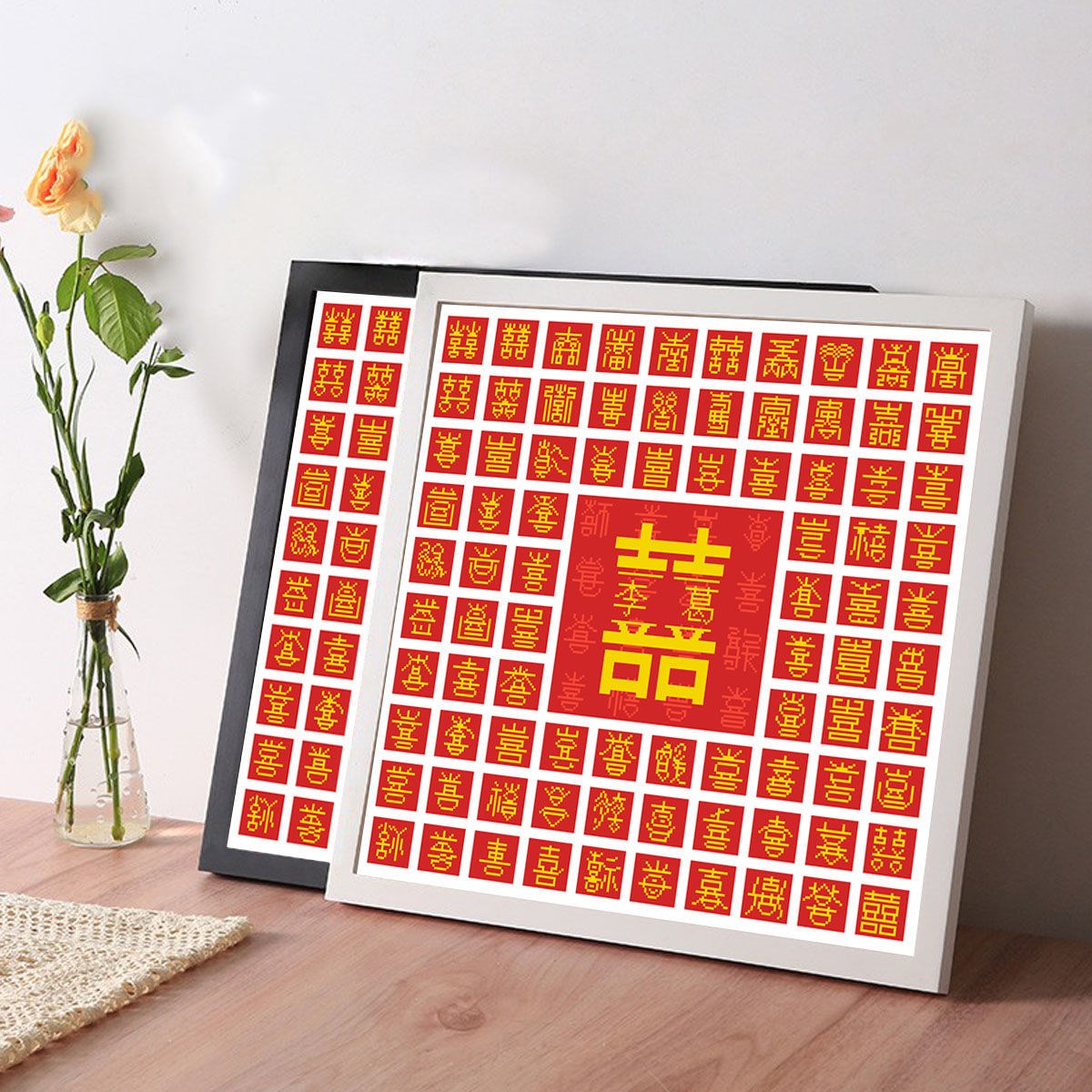 Xi Hand Diy Hand Embroidered 100 Heinemap Cross embroidered 2022 new line embroidered Diy new wedding gift wedding series with frame