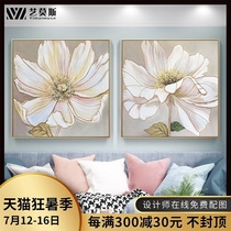 Flower oil painting Modern simple guest restaurant entrance decoration hanging murals Hand-painted gold leaf Light luxury creative Larry customization