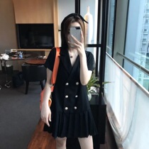 Super Fat Big Code Womens Summer New Fat Sister Chater Hide Meat Suit Collar Short Skirt for a Skirt-Less Ocean Air Skirt