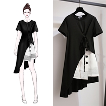 Micro Fat Girls Wear Hitch Big Code Female Summer Dress New Fat Younger Sister Mm Ocean Gas Minus Age Cover With Slim Suit Two Sets