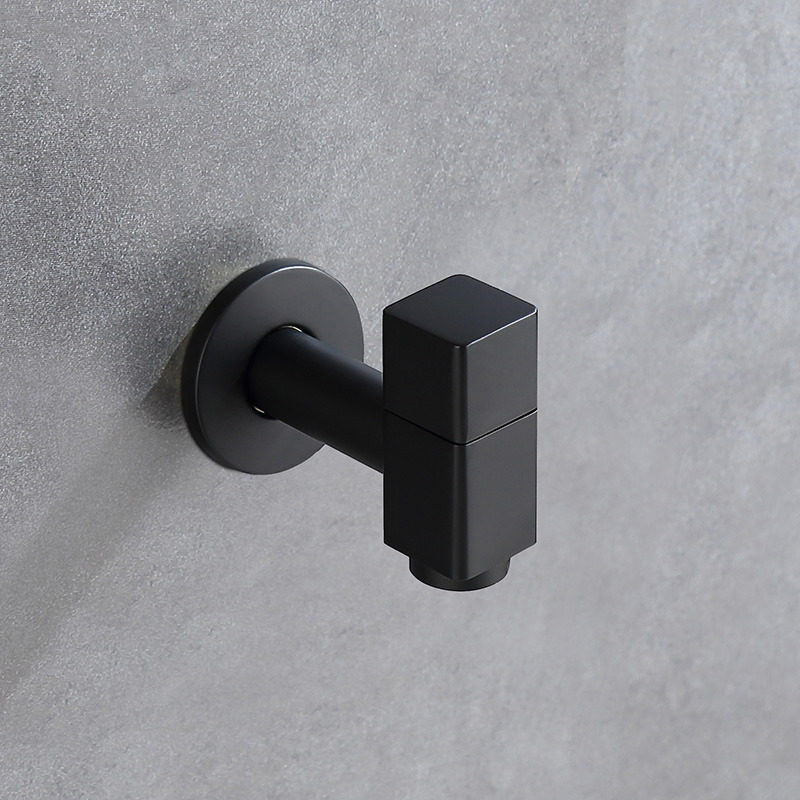 Real Valley Bathroom Frosted Black washing machine tap Home All-copper balcony lengthened mop pool water nozzle mesh Single cold