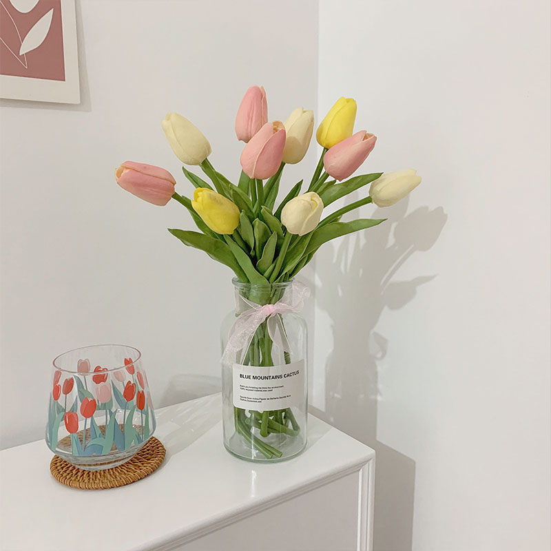Tulip Fake Flowers Simulation Flower Living-room Flower Arrangement Floral Table Flower Table Flowers Fake Flower Decoration Pendulum Decoration Dry Bouquet Decoration Flowers