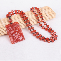 Red Agate zodiac horse pendant male female sweater chain necklace Jade Pei immediately Rich Brand Jewelry pendant