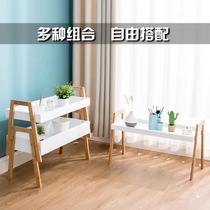Nordic multi-storey simple household shelf storage rack living room balcony modern simple superimposed bamboo shelf