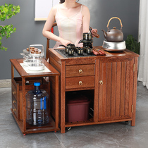 Chicken winged Wood tea car home Mobile tea cabinet tea table tea set tea tray set new Chinese one solid wood small tea table