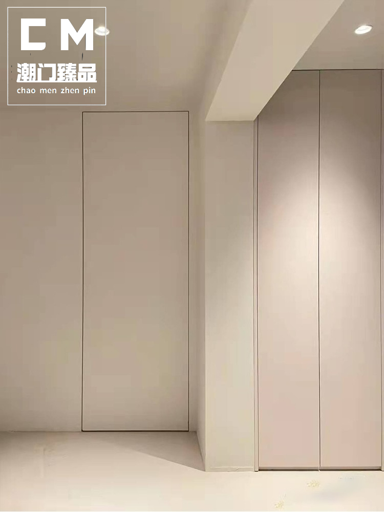 Modern minimalist minimal frameless invisible aluminum wood door silent secret door narrow edge aluminum wood ecological door room door bedroom door