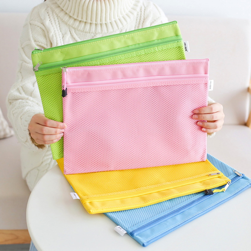 Deli a4 File Bags Double Laced Bag small frescoed subject Classification students with curly paper clip Office kit Multi-layer large size pure color minimalist Maternity Check Archive Cashier Bag Customisation