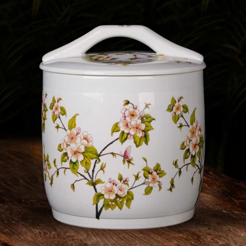 Ceramic Rice Jar with Lid, Chinese Style, 20-30 Jin Capacity, Kitchen Storage Container, Oil Jar, Pickle Jar, Flour Jar, Storage Jar