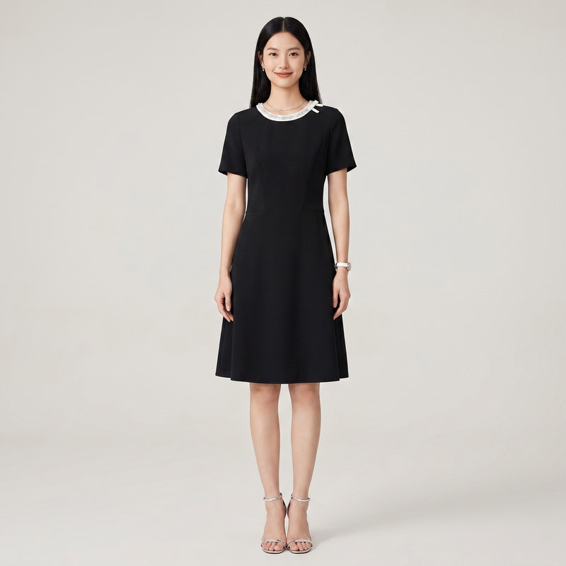 Pearl Shadow Flowing Light | Acetate Fabric Hepburn Style Little Black Dress Pearl Collar Elegant Dress Lyq0627 Pearl Shadow Flowing Light | Acetate Fabric Hepburn Style Little Black Dress Pearl Collar Elegant Dress Lyq0627