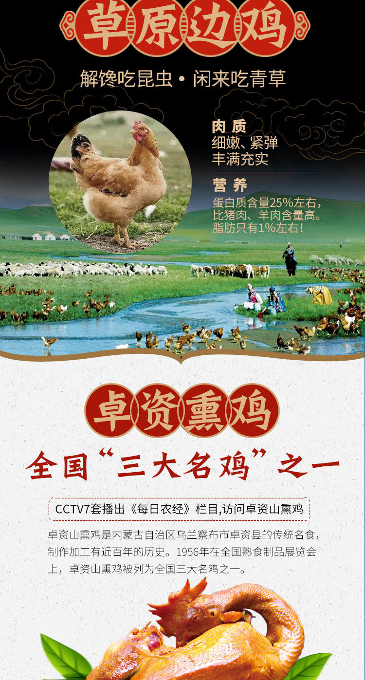 中国地理标志产品 内蒙特产 卓资熏鸡 600-700g 图3
