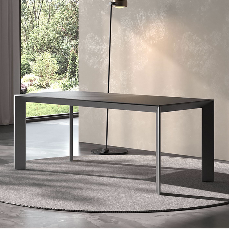 Italian Minimalist Black Warrior Stainless Steel Slate Dining Table, Simple Modern Square Home Designer Style Light Luxury Coffee Table Italian Minimalist Black Warrior Stainless Steel Slate Dining Table, Simple Modern Square Home Designer Style Light Luxury Coffee Table