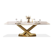Italian design light luxury bright rock board dining table and chair combination household small apartment modern simple rectangular dining table