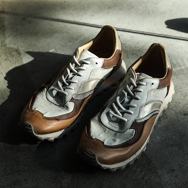 Zhou Ying's Trendy, Niche, Soft, Breathable, Color-Blocked, Handmade Leather Running Shoes, Vintage Jogging Sneakers, Casual Shoes Zhou Ying's Trendy, Niche, Soft, Breathable, Color-Blocked, Handmade Leather Running Shoes, Vintage Jogging Sneakers, Casual Shoes