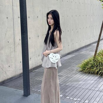 French-Style Cool and Elegant Set for Women, Featuring a Lazy Vibe, Age-Reducing Camisole Top, High-Waisted Slimming Loose Long Skirt