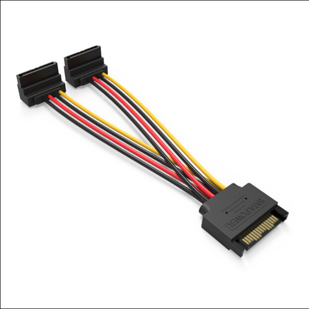 SATA hard disk disc machine power cable one-two bent plug installation 15pin extension to dual serial port connection