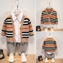 Mengbao belt boys sweater cardigan 2020 new style autumn clothes coat spring and autumn childrens knitwear coat