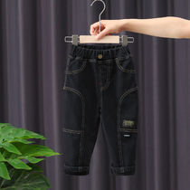 Boy gush jeans 2021 autumn winter clothing new children pants thickened baby winter foreign air casual long pants