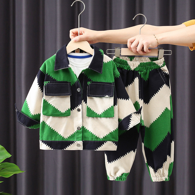 Boy Spring Autumn Clothing Suit 2022 New Baby Trendy Clothes Tide Small Children's Net Red Ocean Casual Two-piece Style