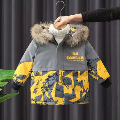 Boys winter clothing 2021 new children's down cotton clothing children's foreign style cotton padded jacket baby winter thick cotton coat