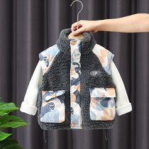Boy lamb wool waistcoat Childrens waistcoat cotton warm waistcoat Male baby waistcoat Autumn winter plus suede vest Korean version outside