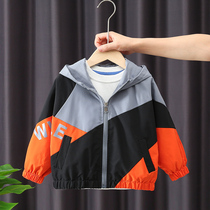 Boy coat spring autumn 2022 new children autumn clothes foreign air clothes baby handsome parquet color jacket Chauded jacket