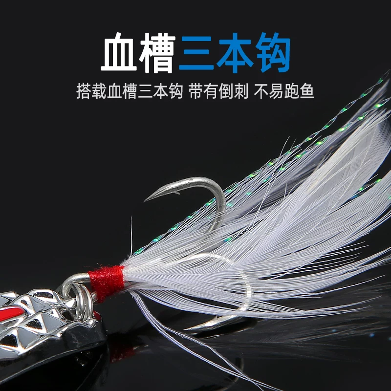 Yuaao Luya Sequins Blood Sky Eye Iron Plate Long-range Submersible Fishing Bass Fishing Blackfish White Strips Specially Kill False Bait