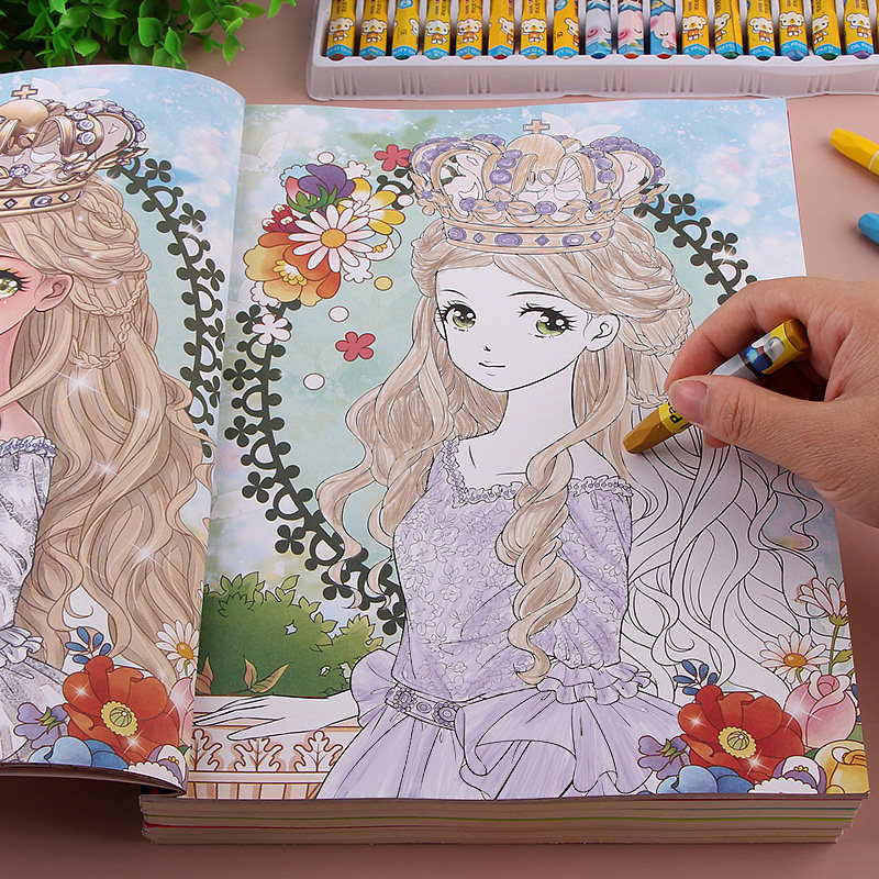 Color painting painting book Princess girl drawing books girl school students learn to draw clothing design color graffiti