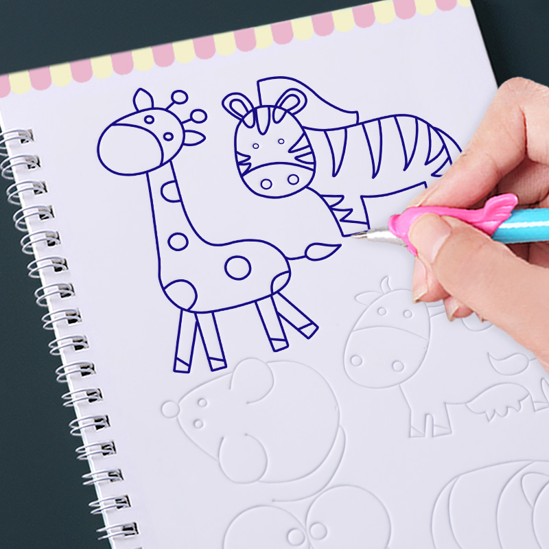 Children's groove painting book learning hand-painted practice control pen training kindergarten enlightenment simple strokes copy tracing red painting book