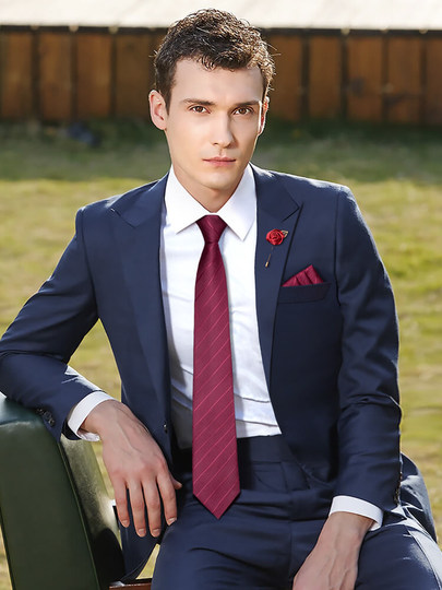 Eight-piece gift box tie men's pocket square tie collar clip cufflink set formal wedding groom wedding red