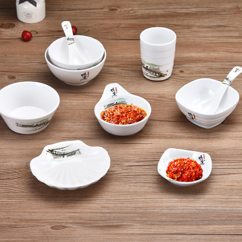 Top Gometamide Bowl Plastic Soup Bowl Imitation Porcelain Resin Cutlery Bowl rice bowls Rice Bowls rice bowls Hot Pot material bowls Commercial high temperature resistant
