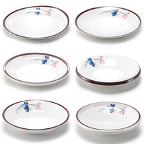 Top Gometamide Resin Plate Hotel Cutlery Tray Creative Specialty Imitation Porcelain Plastic Round Saucer Soup Pan Commercial