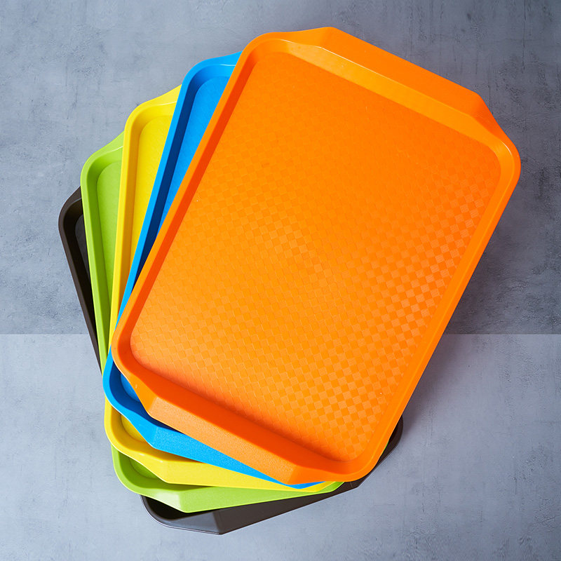 Top grid rectangular plastic tray burger shop commercial fast food tray tray storage tray fruit tea tray thickened