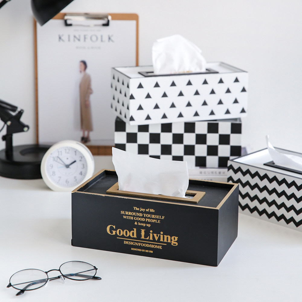 ins Nordic style wooded paper towels box minimalist creative living room toilet paper box home napkins draw box containing box