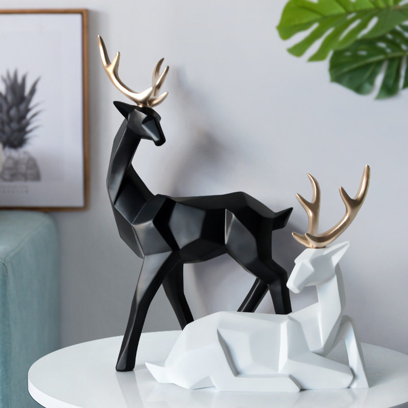 Nordic Style Geometric Elk Deer Swing Piece Crafts Creative Shop Decent Board Room Office Shop Window Furnishing Accessories