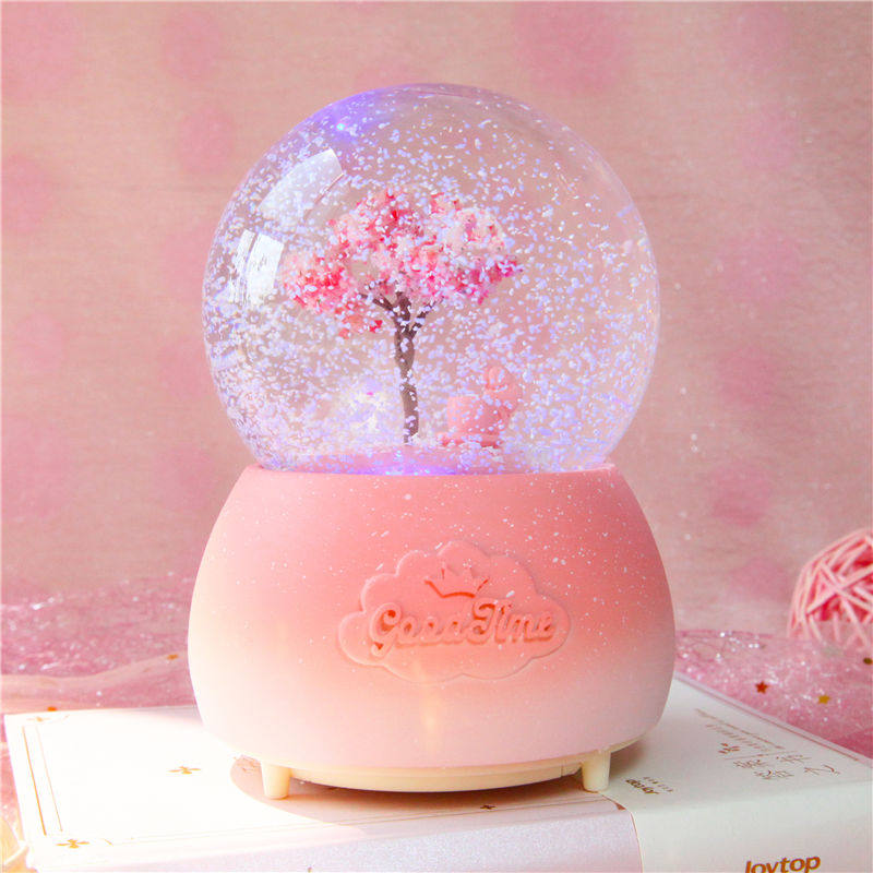 Four Seasons Cherry Blossom Crystal Ball Orders Music Box Music Box Snowflakes Send Girls Birthday Couples Christmas Gifts