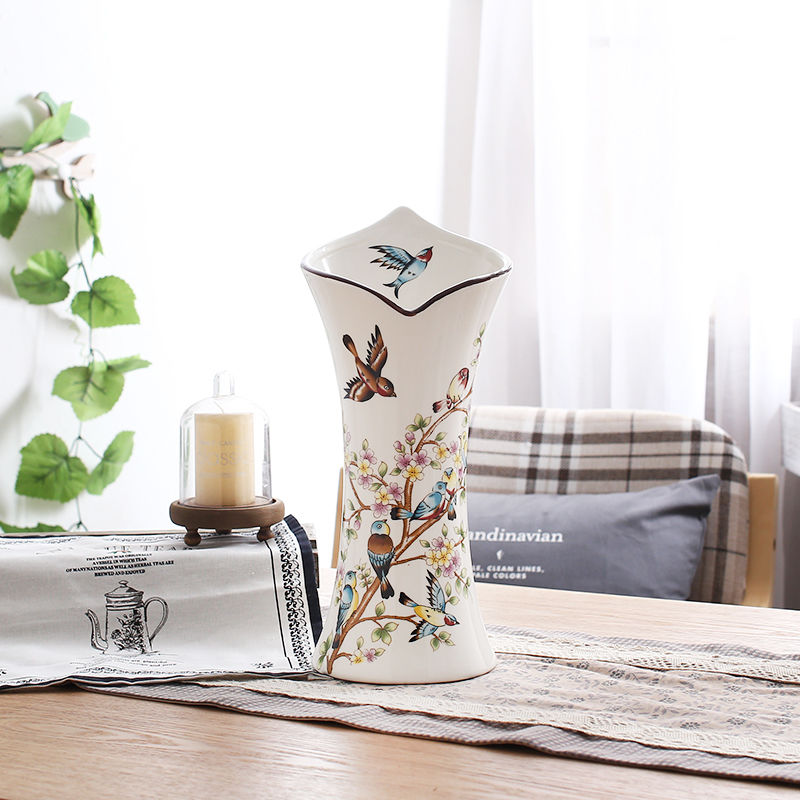 Rich Expensive Bamboo Vase Ceramic Pendulum decorated hydropony gold Ge home living room Dining Room Adornment Craft Festive Bird Gift