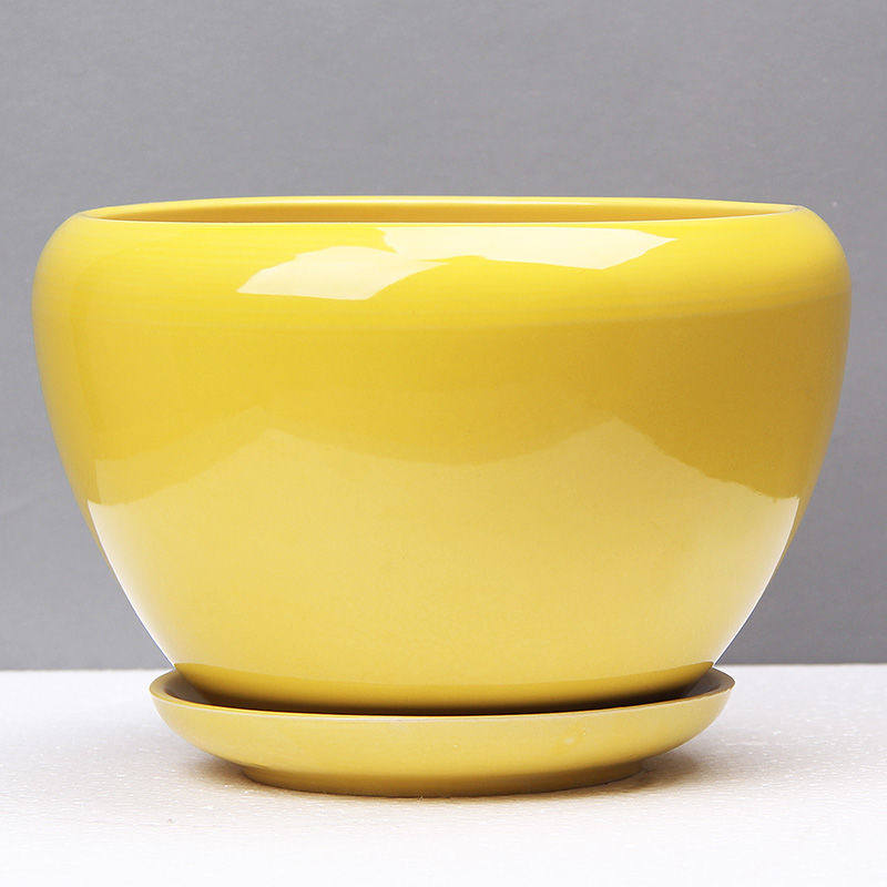 Eurostyle ceramic flowerpots apple type floras multimeat green plant gold Ge flower pot large number round with nursery tray