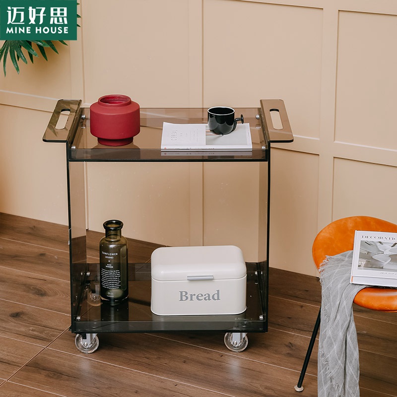 Acrylic side coffee table original Ins transparent mobile trolley rack modern light luxury small table