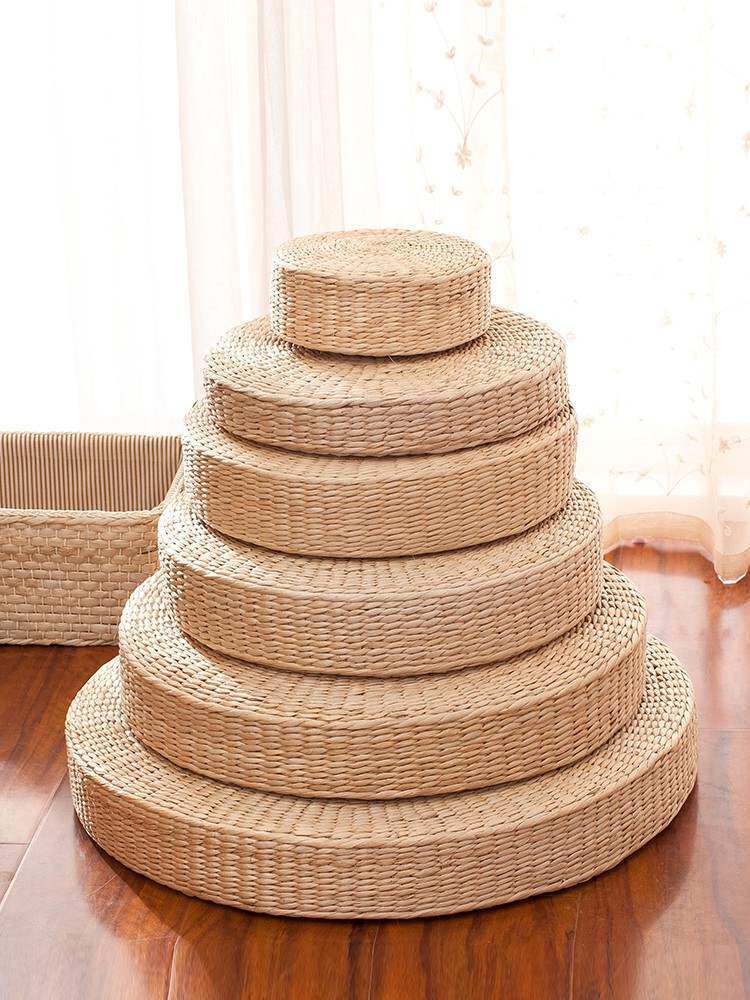Futon cushion Tatami round bench Burning incense pier Hand-woven rattan Rattan worship Meditation Buddhist grass Rattan Nocapaga height