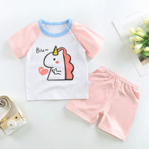 Childrens new summer short sleeve cotton T-shirt set 1 baby thin clothes boys and girls two-piece base shirt